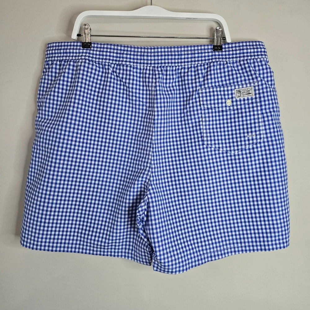 Polo Ralph Lauren Men's Swim Trunks Blue Gingham Size‎ 1XB MSRP $95